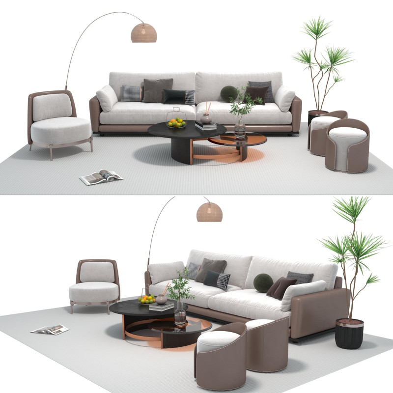 Fabric sofa set 14 3D Model .c4d .max .obj .3ds .fbx .stl .blend 