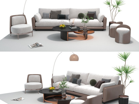 Fabric sofa set 14 3D Model