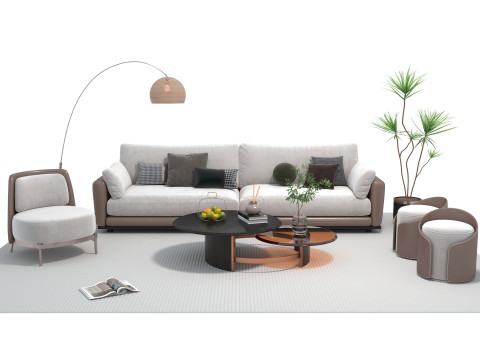 Fabric sofa set 14 3D Model