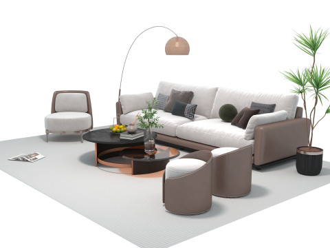 Fabric sofa set 14 3D Model