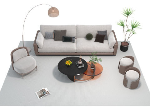 Fabric sofa set 14 3D Model