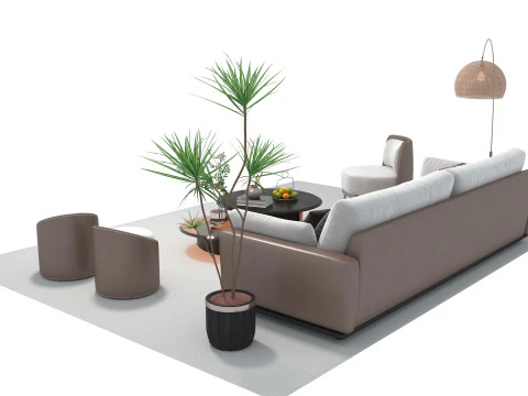 Fabric sofa set 14 3D Model