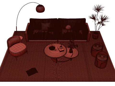 Fabric sofa set 14 3D Model