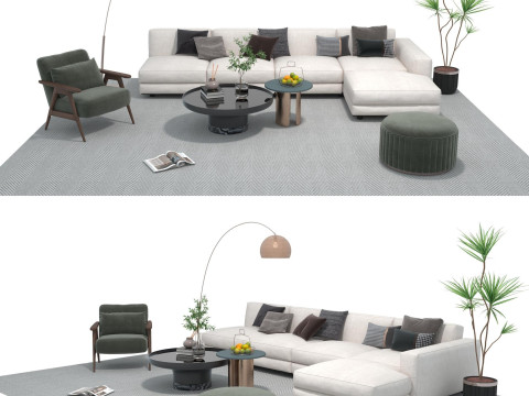 Fabric sofa set 15 3D Model
