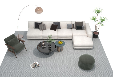 Fabric sofa set 15 3D Model