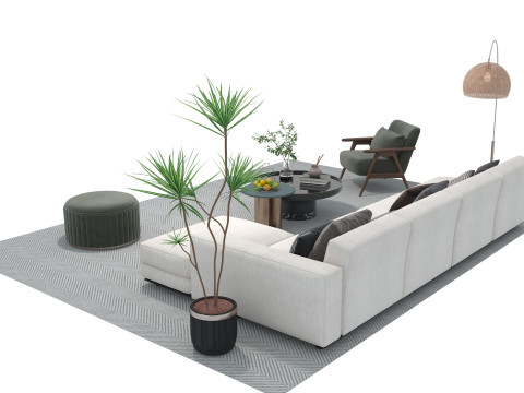 Fabric sofa set 15 3D Model