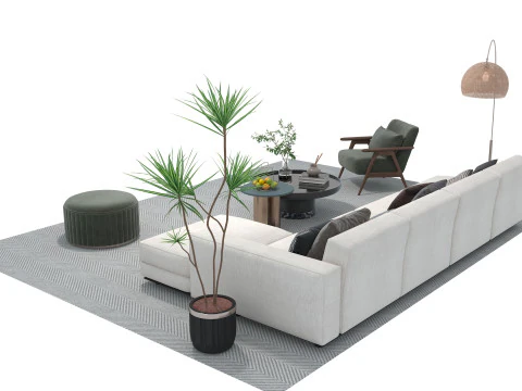 Fabric sofa set 15 3D Model