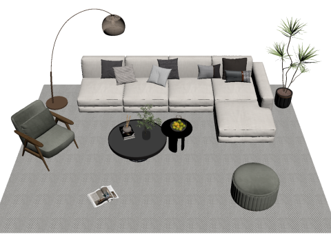 Fabric sofa set 15 3D Model