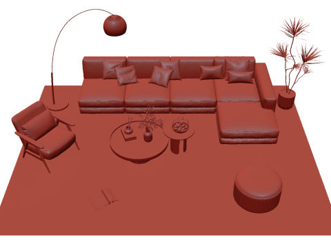 Fabric sofa set 15 3D Model