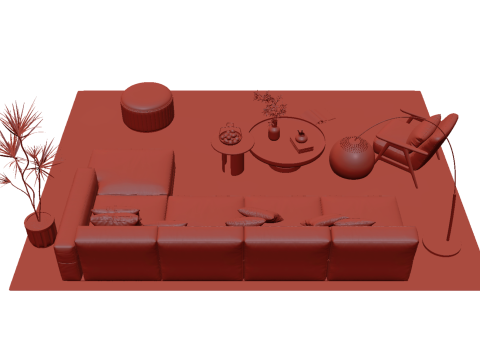 Fabric sofa set 15 3D Model