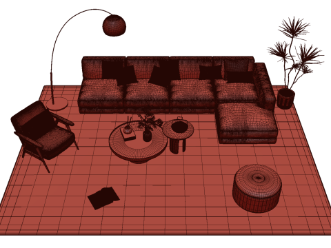 Fabric sofa set 15 3D Model