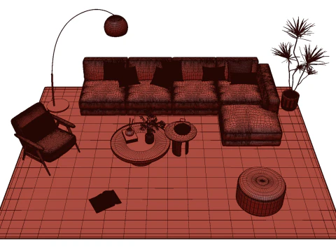 Fabric sofa set 15 3D Model