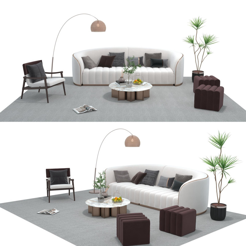 Fabric sofa set 16 3D Model .c4d .max .obj .3ds .fbx .stl .blend 