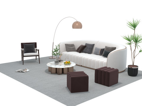 Fabric sofa set 16 3D Model