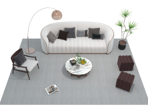 Fabric sofa set 16 3D Model