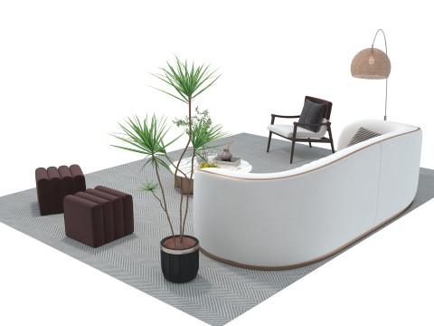 Fabric sofa set 16 3D Model