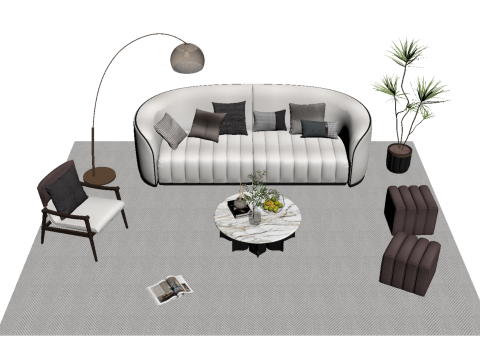 Fabric sofa set 16 3D Model
