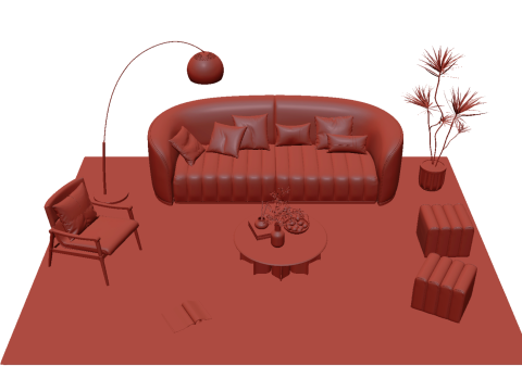 Fabric sofa set 16 3D Model