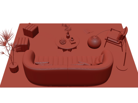 Fabric sofa set 16 3D Model