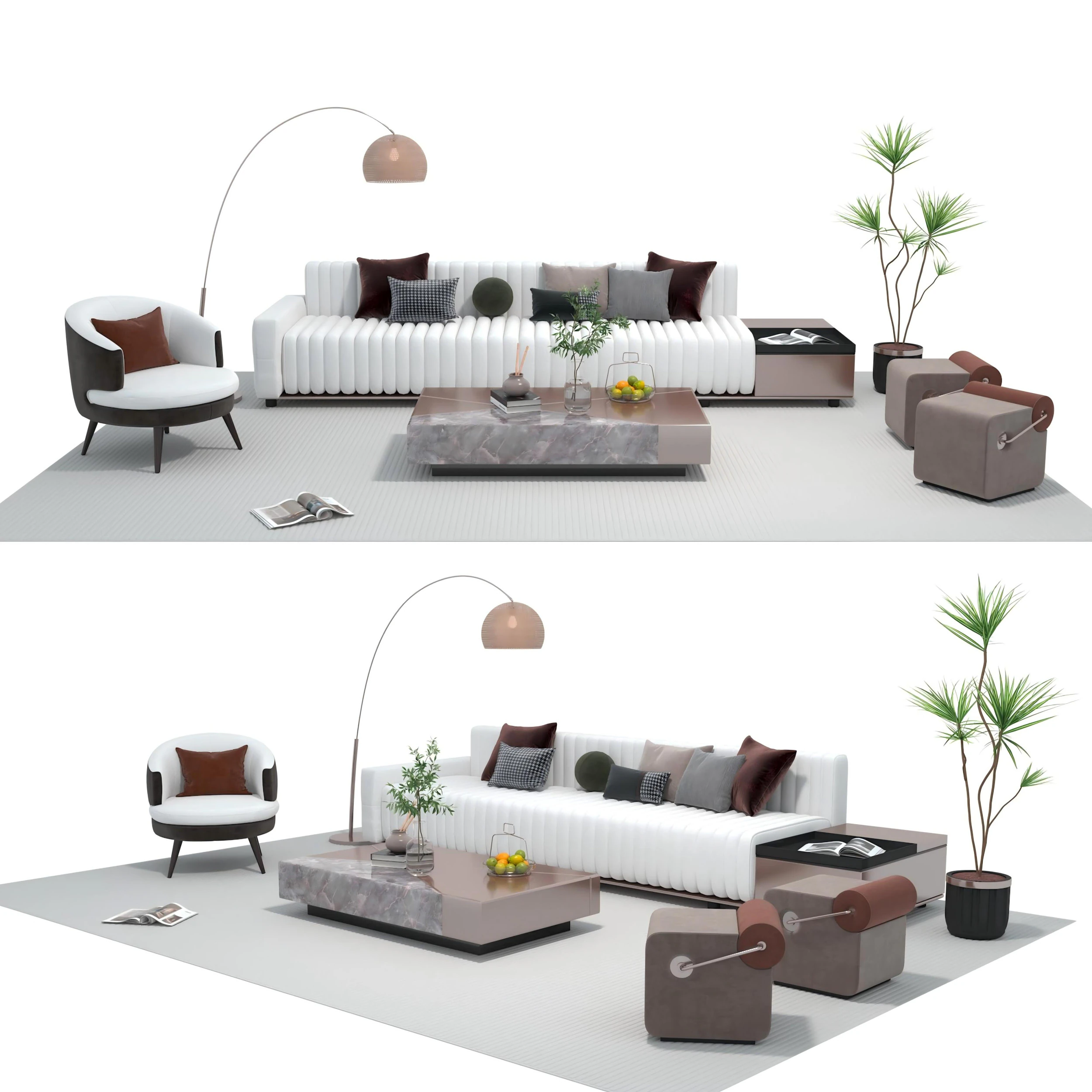 Fabric sofa set 17 3D Model .c4d .max .obj .3ds .fbx .stl .blend