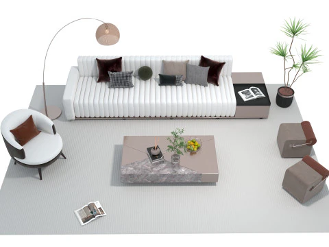 Fabric sofa set 17 3D Model