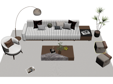 Тканевый диван 17 3D Модель