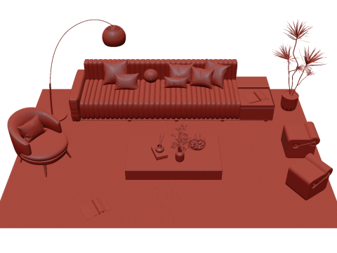 Тканевый диван 17 3D Модель