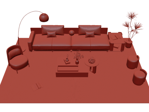 Ensemble canapé en tissu 18 Modèle 3D