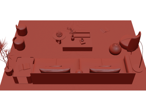 Ensemble canapé en tissu 18 Modèle 3D