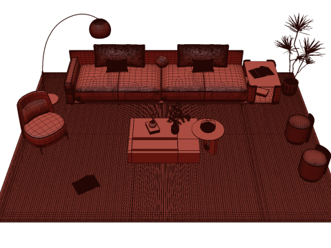 Ensemble canapé en tissu 18 Modèle 3D