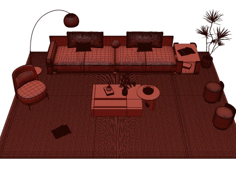Fabric sofa set 18 3D Model