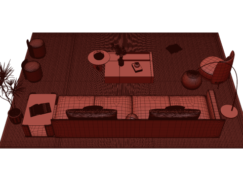 Ensemble canapé en tissu 18 Modèle 3D