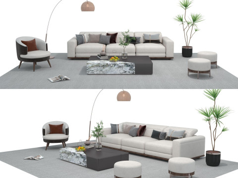 Fabric sofa set 19 3D Model
