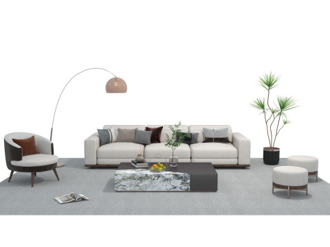 Fabric sofa set 19 3D Model