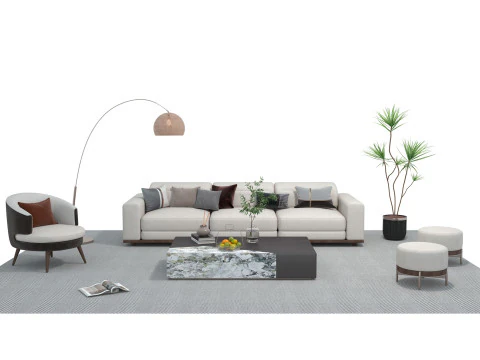 Fabric sofa set 19 3D Model