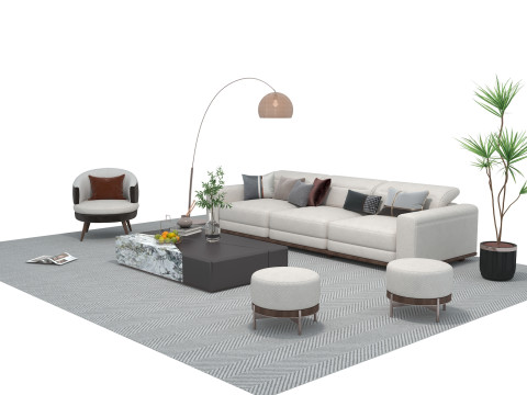 Fabric sofa set 19 3D Model