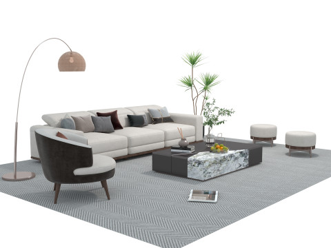 Fabric sofa set 19 3D Model