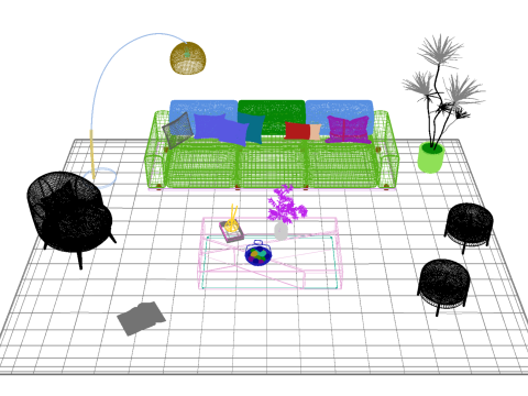 Fabric sofa set 19 3D Model