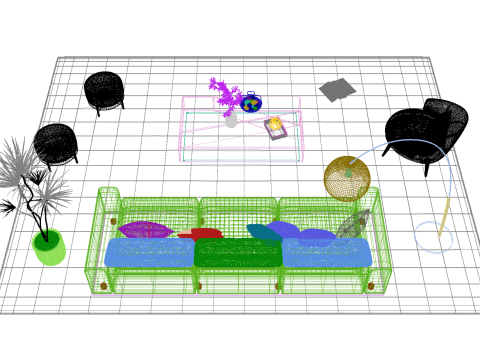 Fabric sofa set 19 3D Model