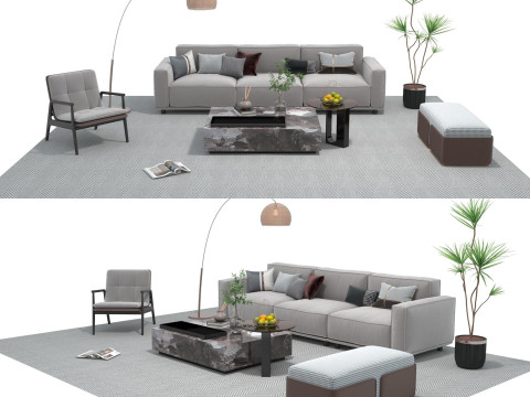 Fabric sofa set 20 3D Model