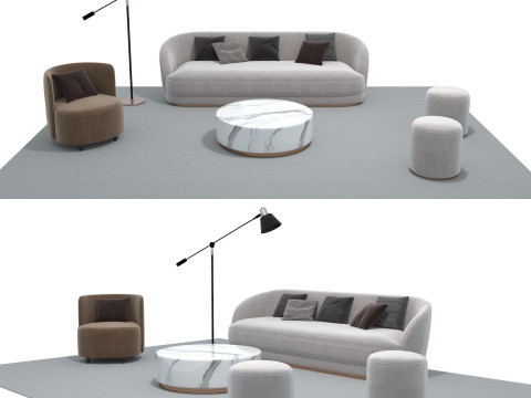 Fabric sofa set 21 3D Model