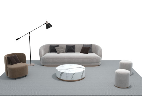 Set divani in tessuto 21 Modello 3D