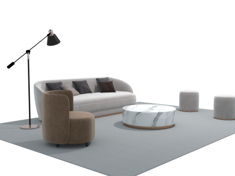 Set divani in tessuto 21 Modello 3D