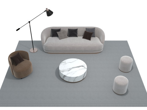 Set divani in tessuto 21 Modello 3D