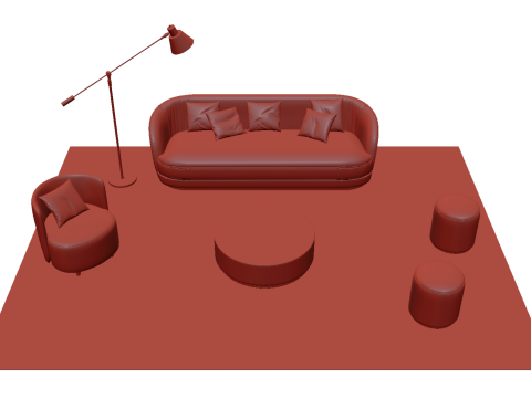 Set divani in tessuto 21 Modello 3D