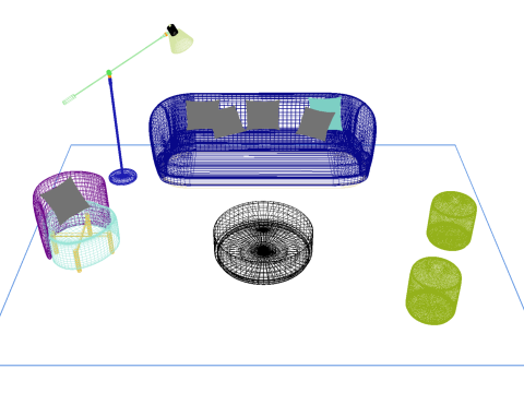 Set divani in tessuto 21 Modello 3D