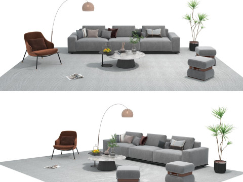 Fabric sofa set 22 3D Model