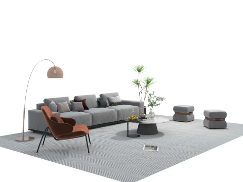 Fabric sofa set 22 3D Model