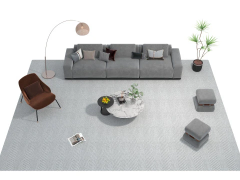 Fabric sofa set 22 3D Model