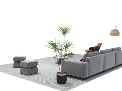 Fabric sofa set 22 3D Model